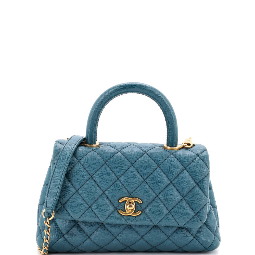Chanel Mini Coco Top Handle Bag Quilted Caviar